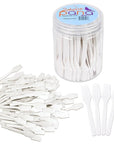 100pcs Pana Brand Cosmetic Make Up Disposable Plastic 2.5" Spatulas Skin Care Facial Cream Mask Spatula (100 Pieces in a Container) (WHITE)
