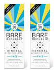 Bare Republic Mineral Face Sunscreen Lotion. Lightweight, Unscented and Water-Resistant Face Moisturizer, 1.7 Oz, 2 Pack, Packaging May Vary