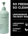 Blind Barber Lemongrass Tea Shower Gel for Men - A Daily Sulfate Free Body Wash for Clean, Hydrated Skin - Refreshing Formula Designed to Remove Build-Up + Debris -32 oz