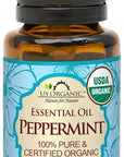 US Organic 100% Pure Peppermint Essential Oil - USDA Certified Organic - 15 ml - w/Improved caps and droppers (More Size Variations Available)