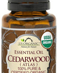 US Organic 100% Pure Cedarwood Essential Oil (Atlas) - USDA Certified Organic, Steam Distilled (More Size Variations Available) (15 ml / .5 fl oz)