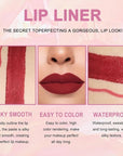 2-in-1 Dark Burgundy Wine Matte Lip Liner and Lipstick Set – Long Lasting 24H Waterproof Red Lip Stain, Smudge Proof Lip Pencil Kit, Lip Makeup for Women and Girls, 09 Combo lapiz de labios