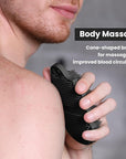 Silicone Body Scrubber Silver-Infused Dual-Sided 3-in-1 for Shower, Body Cleaning+Massage+Exfoliator Body Brush Buffer for Men and Women, Silicone Loofah, Non-Slip Handle (Black)