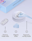 Billie Razors for Women Shave Kit – Women’s Razor + 4 x 5-Blade Razor Refills + Magnetic Holder – Cool Blue