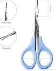 Eyebrow Scissors, Small Scissors for Facial, Nose, Eyebrow, Mustache, and Beard Hair Trimming & Grooming, Safety Edge, Blue Short Cap
