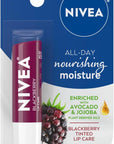 NIVEA Blackberry Lip Care, Tinted Lip Balm with Shea Butter, Nourishing Oils and Vitamin C & E, 3-in-1 Moisture, Repair (for Dry Lips) and Color, 0.17 Oz Stick