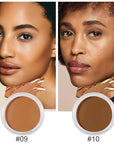 Kaely 2Pcs Cream Pot Concealer Full Coverage Makeup Set, Under Eye Brightener Color Correcting Concealer for Dark Circles, Waterproof Foundation Palette with Brush, Corrector de ojeras, 09+10