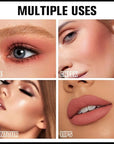 Matte Blush Cream Quads Makeup Palette, Blushes for Older Women Lip and Cheek Dual Blush Palette, Natural Lasting Pinkish Light Peach Light Brown and Orange Red, Paleta de rubor 4 colores