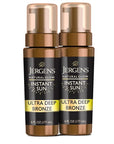 Jergens Self Tanner, Natural Glow Instant Sun, Sunless Tanning Mousse, Quick Self Tanner Foam, Ultra Deep Brozne, 6 Oz, Pack of 2