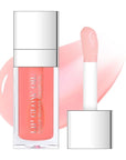 Hydrating Lip Glow Oil, Plumping Moisturizing Lip Oil Gloss, Smooth Lip Lines Plump Lip,Transparent Plumping Clear Glossy Tinted Balm Care 0.2Fl oz #Pink