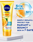 Nivea Extra Bright Super C+ Vitamin Body Serum Sunscreen, SPF50+ PA+++ Size 320 ml, 10.82 Oz (Pack Of 1)
