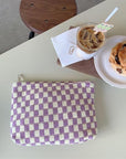 Pazimiik knitted checkered makeup bag