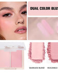 Dual Powder Matte Blush Palette – Soft Pink & Rosy – Matte Finish, Buildable Long Lasting Face Blush Makeup,Lightweight, Vegan, Cruelty-Free, Natural Pink Blush for All Skin Tones 02#