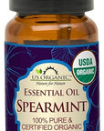 US Organic 100% Pure Spearmint Essential Oil - USDA Certified Organic, Steam Distilled - W/Euro droppers (More Size Variations Available) (10 ml / .33 fl oz)