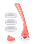 Billie Razors for Women Shave Kit – Women’s Razor + 4 x 5-Blade Razor Refills + Magnetic Holder – Coral