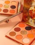 docolor Eyeshadow Palette 9Colors Orange Eyeshadow Gemstone Shadow Palettes Highly Pigmented Mattes Shimmers Smokey Glitter Cream Colorful Powder Blendable Long Lasting Waterproof Makeup Palette