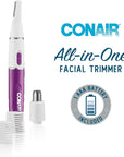 Conair All-in-1 Facial Hair Trimmer for Women, Perfect for Face, Ear/Nose and Eyebrows, Battery-Powered