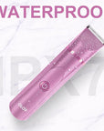 OLOV Electric Body Hair Trimmer - Groin Trimmer for Men - Bikini Trimmer Women - Wet/Dry Shaver Groomer, Replaceable Ceramic Blade Heads, USB Recharge Dock, Waterproof Hygiene Razor, Pink
