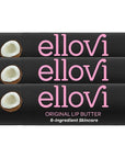 Ellovi Natural Lip Butter Lip Balm - Original - Pure Enough to Eat - Made With Just 6 Vegan Ingredients - 100% Natural & Organic Moisturizing Lip Care for All Day Hydration (3-Pack)