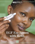 BIOEFFECT EGF Eye Serum Refill Set with Cooling Rollerball (6 ml) and One Refill Cartridge (6ml), Anti-Aging Corrective Gel with Hyaluronic Acid for Puffy Bags, Wrinkles, Fine Lines and Crows Feet