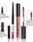 evpct 2Pcs Nude Pink Matte Lip Liner and Lipstick Pencil Makeup Set Brown Liquid Lipstick Lip gloss Stain Set Long Lasting Waterproof labiales mate 24 horas originales matte larga duracion 24 29#