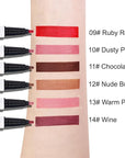 2Pcs Longwear Liquid Lip Liner Stain Marker Pen Set Long Lasting Waterproof, Pink Red Maroon Dusty Mauve Matte 24 Hour Lip Liner and Lipstick Combo, Color Stay Lipliner All Day, Lips Stain peel off