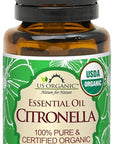 US Organic Citronella Essential Oil, USDA Certified, 100% Pure, 15 ml, Improved caps and droppers – Used for Skin Care, Many DIY Projects Like Candle Making and Much More