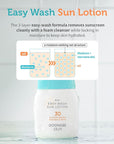 GOONGBE Baby Easy Wash Sun Lotion SPF 30 - Korean Moisturizing Zinc Oxide Mineral Sunscreen for Babies and Kids - Washes Off Easily - Vegan, Reef-Safe, Allergen-Free, 2.11 fl.oz.