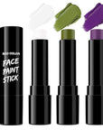 BAD COLOR 3PCS White Ogre Green Purple Face Body Paint Stick Makeup for Beetle-juice/ Frankenstein SFX Cosplay & Dress Up, Full-Coverage Halloween Facepaint Makeup Kit