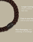 L. Erickson Grab & Go Pony - Bronze Metallic - 8 Pack Ponytail Holder Hair Ties