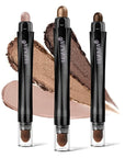 3Pcs Eyeshadow Stick Set, Matte And Shimmer Creamy Brown Gold Nude Shadow Pencil, Waterproof Long Lasting Smoky Eye Makeup