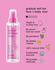 b.tan Clear Self Tanning Gel & Face Spray Kit | Glow Your Own Way Next Level + Gradual Facial Tan Mist Bundle - Dark, 1 Hour Express, Transfer-Resistant Fake Tanner, with Body Mitt Applicator