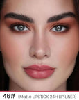 2-in-1Nude Pink Velvet Lip Liner & Lipstick Set Kit for Women, Matte Lips Kit with Lip Liner Lip Stains Long Lasting Waterproof 24 Hour Lipstick and Lip Liners Combo Lipliners Pencil Set 46