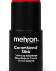 Mehron Makeup CreamBlend Stick | Face Paint, Body Paint, & Foundation Cream Makeup | Perfect for Halloween .75 oz (21 g) (Really Bright Red)