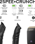 Supreme Trimmer 3-in-1 Barber Bundle | 2Spee Clipper, 2Spee Trimmer & Crunch Foil Shaver | Professional Beard Trimmer Men’s Hair Clipper Kit | (Black)