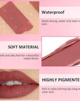 Matte Liquid Lipstick,Brown Purple Liquid Lip Stains, Long Lasting Waterproof Lip Gloss Makeup, Velvet Non-Stick Cup Lips Stain X-05#