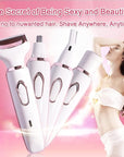 Bikini Trimmer for Women, Electric Razor Hair Shaver for Face Nose Eyebrow Beard Mustache Arm Leg Armpit Bikini, Replaceable Lady Facial Razor, Painless Rechargeable 4 in 1 Women Body Shaver for Trip