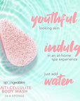 Spongeables Anti Cellulite Body Wash in a 20+ Wash Sponge, English Rose, 3 Count
