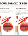 Matte Lip Stain Peel Off Lip Gloss& Lip Liner 2-in-1: One end defines lips with precision liner, the other peels off to reveal long-lasting, waterproof, smudge-proof, transfer-proof matte color.5#