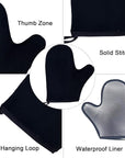 5 Piece Self Tanning Mitt Set with Tan Glove, Back Lotion Applicator, Face Mitt, Exfoliating Glove (Black)