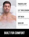GORILLA GRIP Mesh Bath Pillow for Tub, 6 Powerful Suction Cups, Oversized Headrest with Breathable FlexComfort Technology for Neck, Head, Back Support, Luxury Machine Washable Bathtub Must Haves White