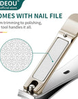 DEOU 3-in-1 Professional Nail Clipper Set - Stainless Steel Large/Medium Flat-Edge Clippers with Built-in Nail File, Champagne-Colored Nail Care Tools, Exquisitely Gift-Packaged for Home & Travel Use