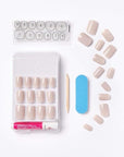 KISS Gel Fantasy Ready-to-Wear Press-On Gel Nails, “Here I Am”, Short, White, Nail Kit with 24 Mega Adhesive Tabs, Pink Gel Glue, Manicure Stick, Mini File, and 28 Fake Nails