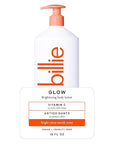 Billie Glow Brightening Women's Body Lotion, Citrus Woods Scent, With Vitamin C, 18 fl oz