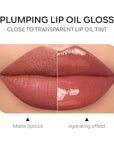 Hydrating Lip Glow Oil, Plumping Moisturizing Lip Oil Gloss, Smooth Lip Lines Plump Lip,Transparent Plumping Clear Glossy Tinted Balm Care 0.2Fl oz #Rosewood