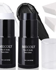MEICOLY Black White Face Body Paint Stick Kit,1.06Oz Clown White Makeup Kit,2pcs Halloween Face Paint Grease Cream Mime Sticks,Joker Zombie Vampire Skeleton Cosplay with 2pcs Sponges