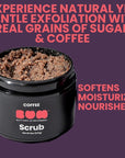 (BUM) Coffee Scrub - Exfoliating Sugar Body Polish, Hydrates, Moisturizes, Anti Cellulite & Stretchmark Treatment, with Organic Shea, Coconut Oil, Rosehip, Vitamin E, & Jojoba, Natural Deodorant, 8oz