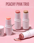 KIMUSE Multi Stick Trio Face Makeup, Cream Blush Skin,PEACHY PINK