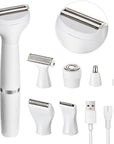 7 in 1 Facial Hair Removal and Bikini Hair Trimmer for Women Painless Electric Face Shaver Nose Eyebrow pubic Trimmer Replaceable Razors Waterproof Electric Shaver Women's Grooming Kit