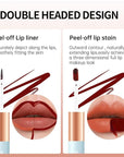 Matte Lip Stain Peel Off Lip Gloss& Lip Liner 2-in-1: One end defines lips with precision liner, the other peels off to reveal long-lasting, waterproof, smudge-proof, transfer-proof matte color.2#